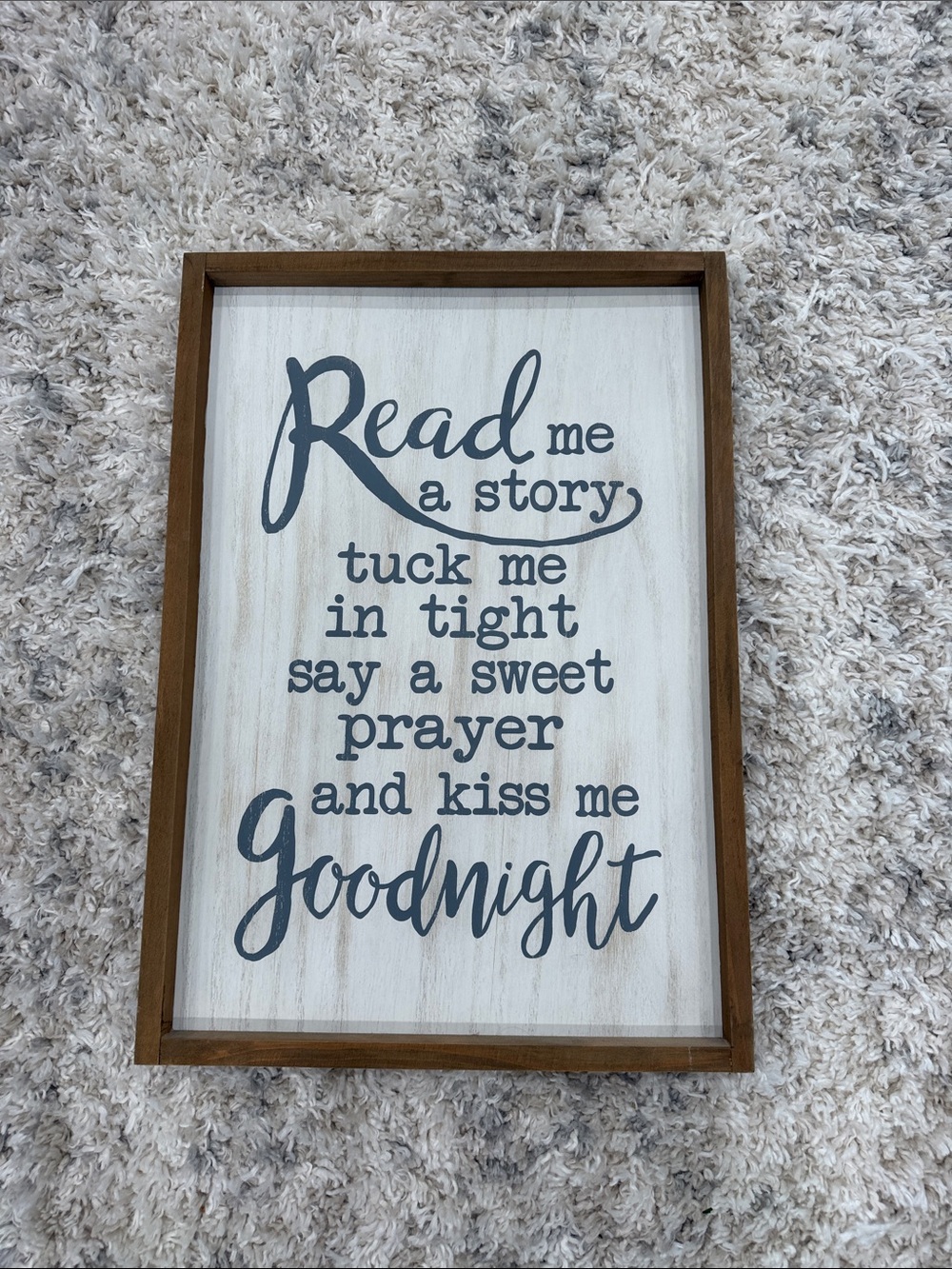 Hobby Lobby 'Read Me a Story' Wall Sign - Gray Text with Brown Frame